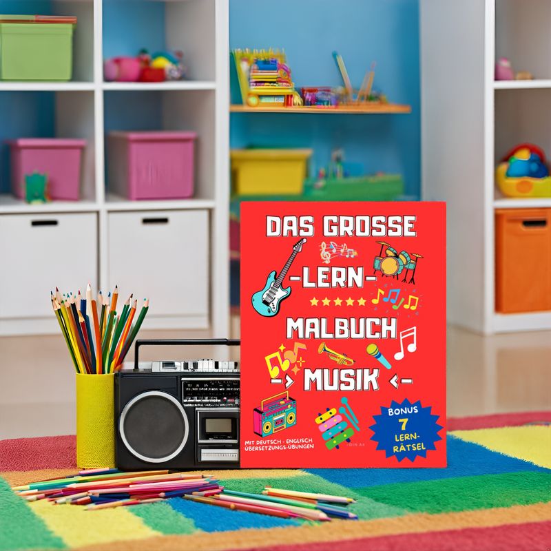 Großes Lern-Malbuch - Musik und Instrumente + Bonus Lern-Rätsel