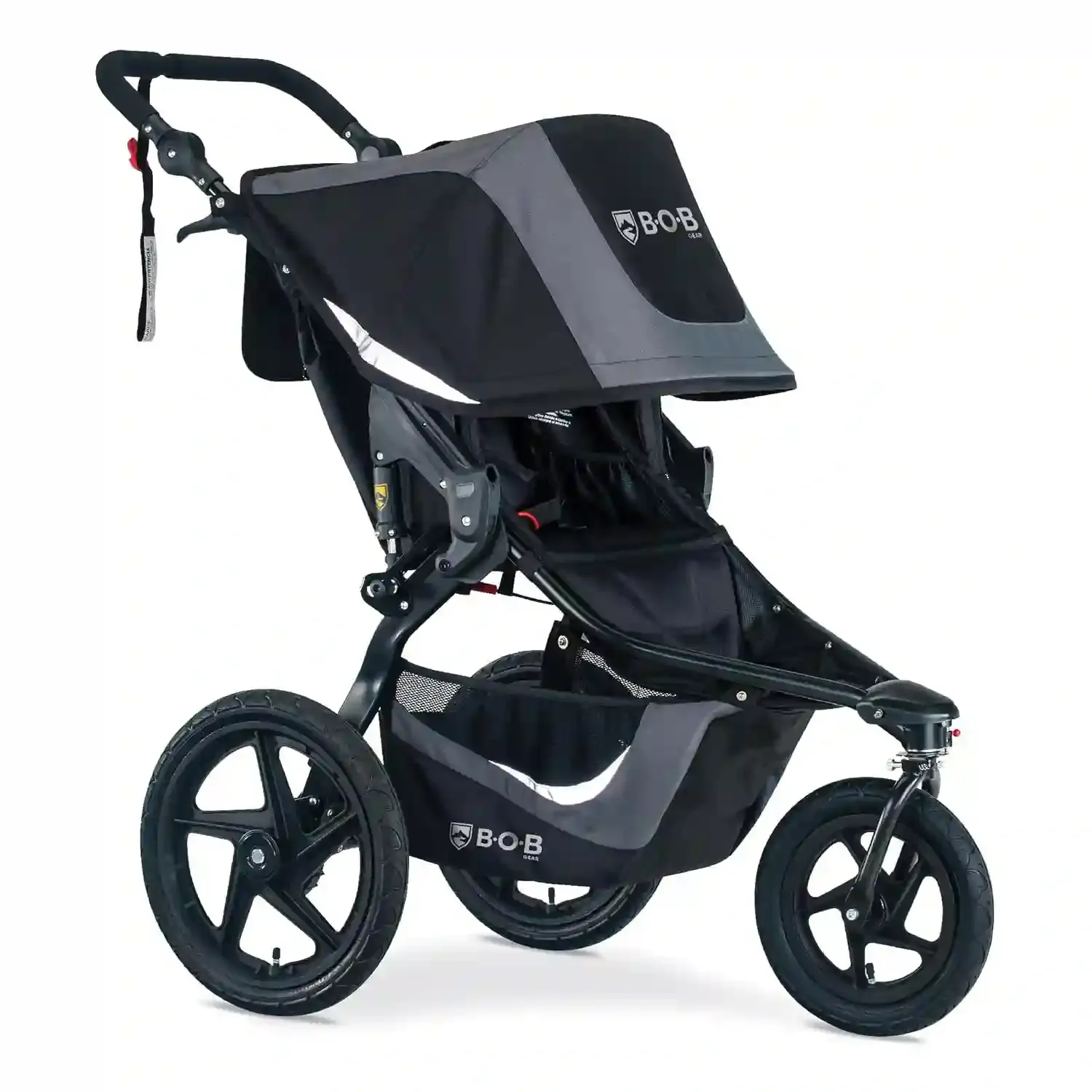 Side view of BOB single stroller with large canopy and all-terrain wheels for Orlando family vacations