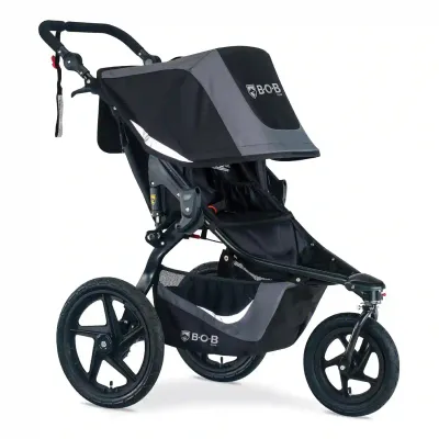 Side view of BOB single stroller with large canopy and all-terrain wheels for Orlando family vacations