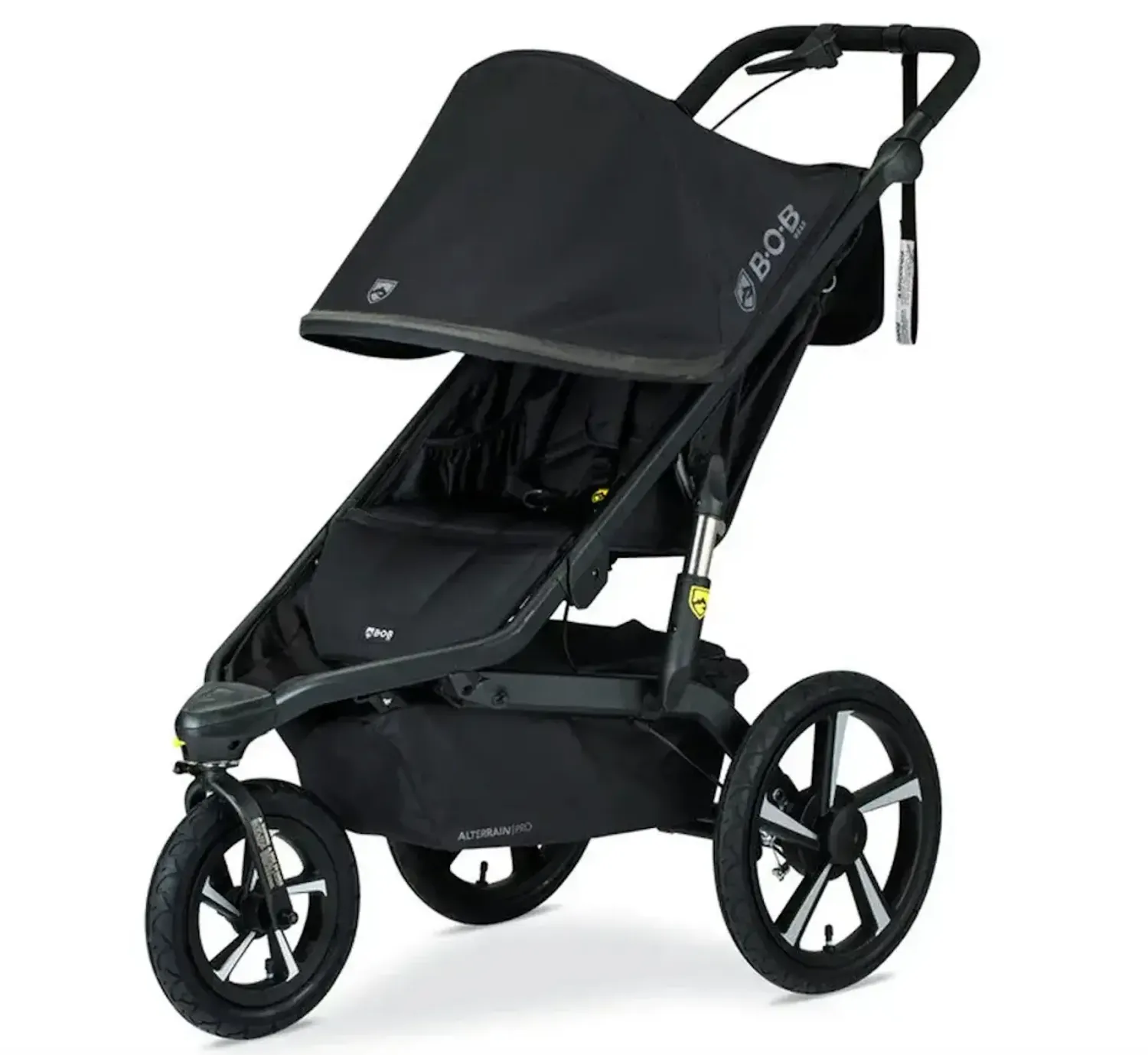Side view of BOB single stroller with large canopy and all-terrain wheels for Orlando family vacations