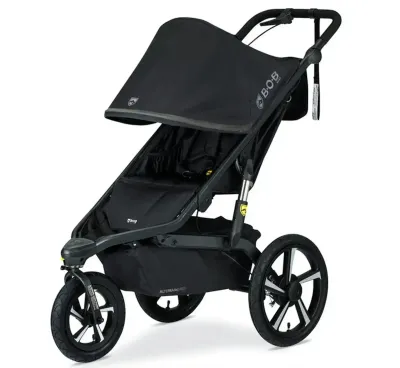 Side view of BOB single stroller with large canopy and all-terrain wheels for Orlando family vacations