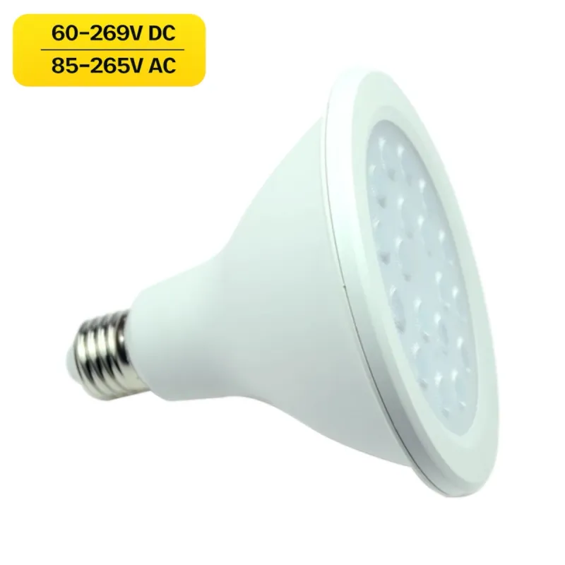 E27 AC/DC LED Leuchtmittel Spot PAR38 CRI97 14,5W 3000K 60-269VDC 85-265VAC Notbeleuchtung