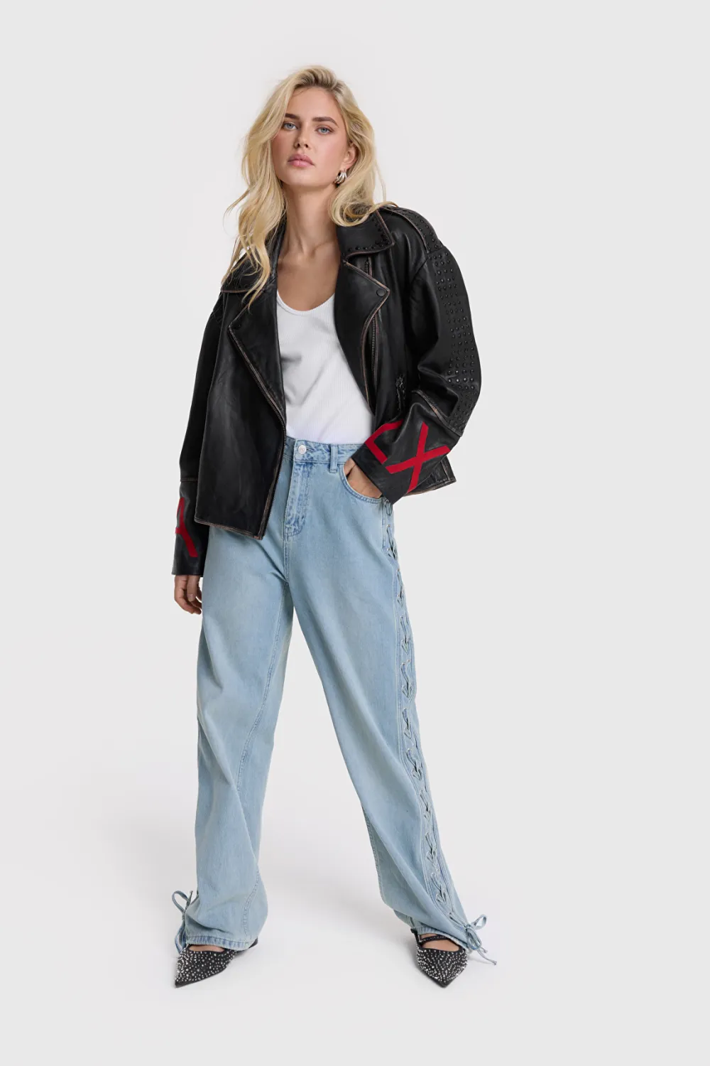 Alix jeans lace up tape