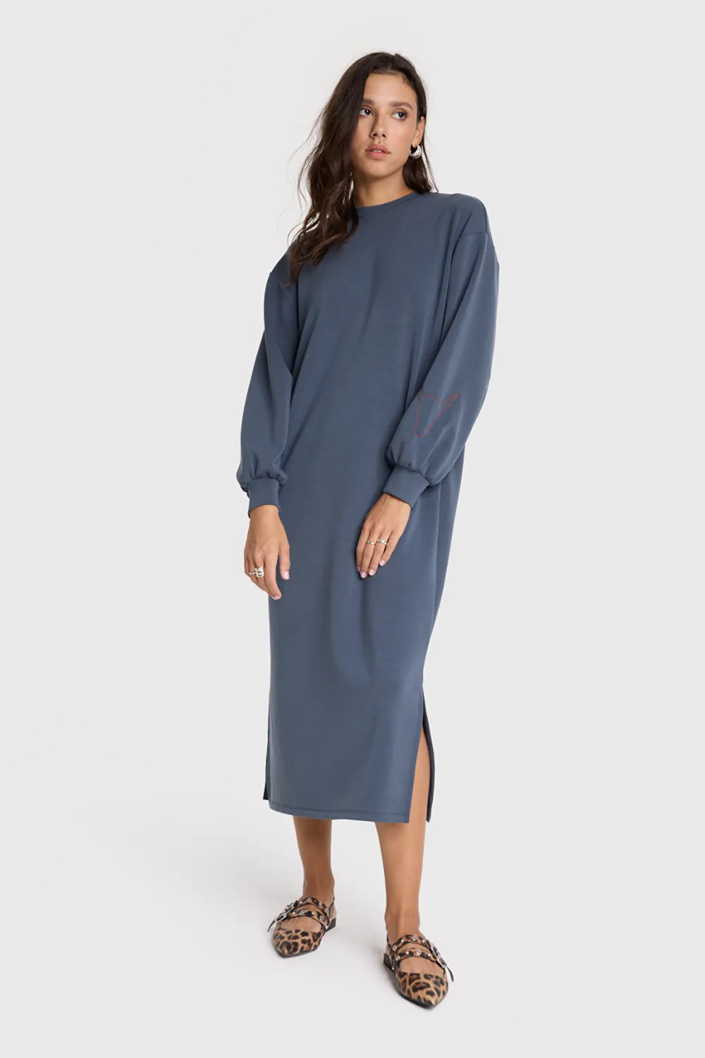 ladies knitted flowy long sweater dress