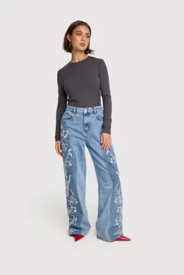Alix Flower bull denim pants 2503132031