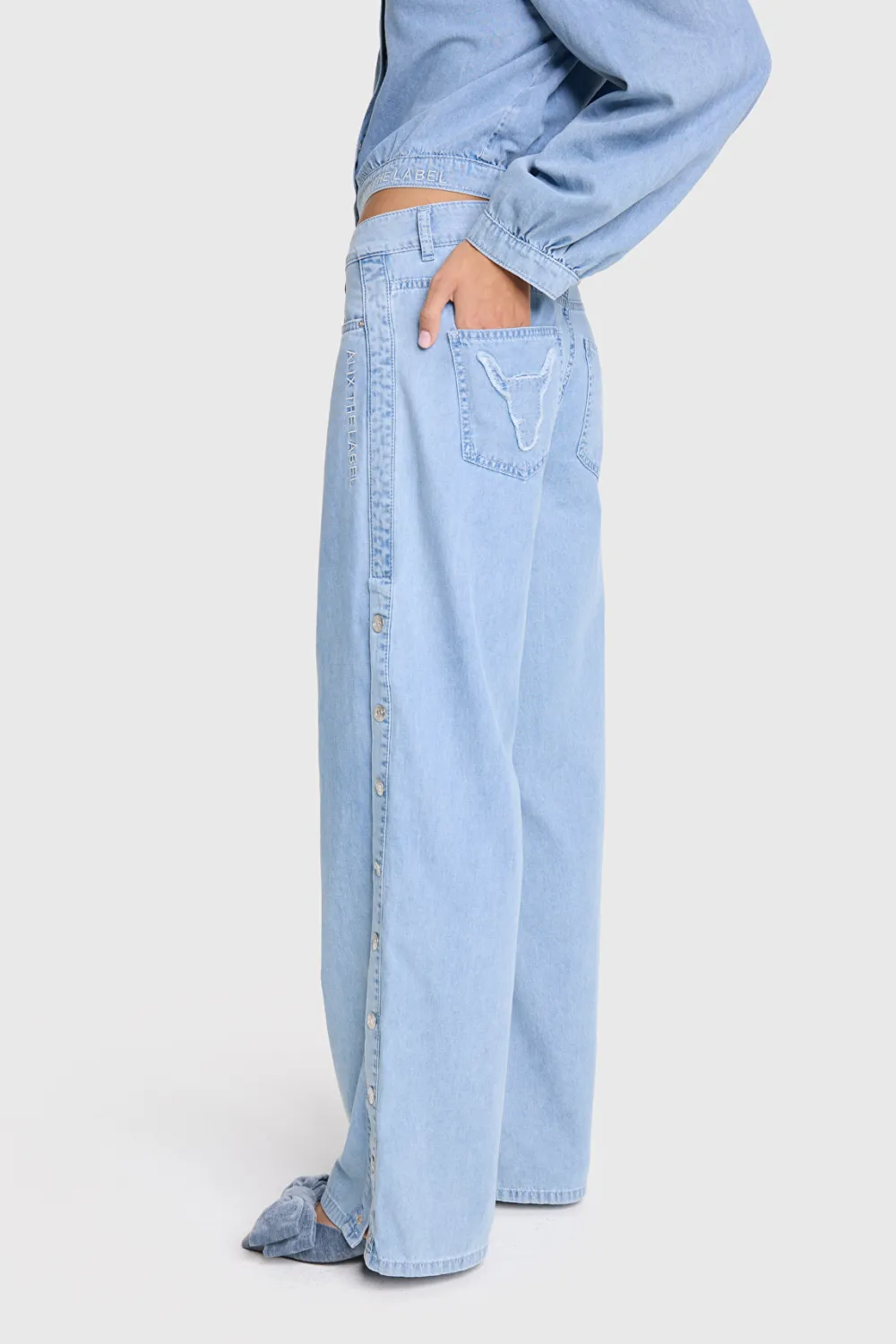 ladies woven chambray denim pants 2503138040_200
