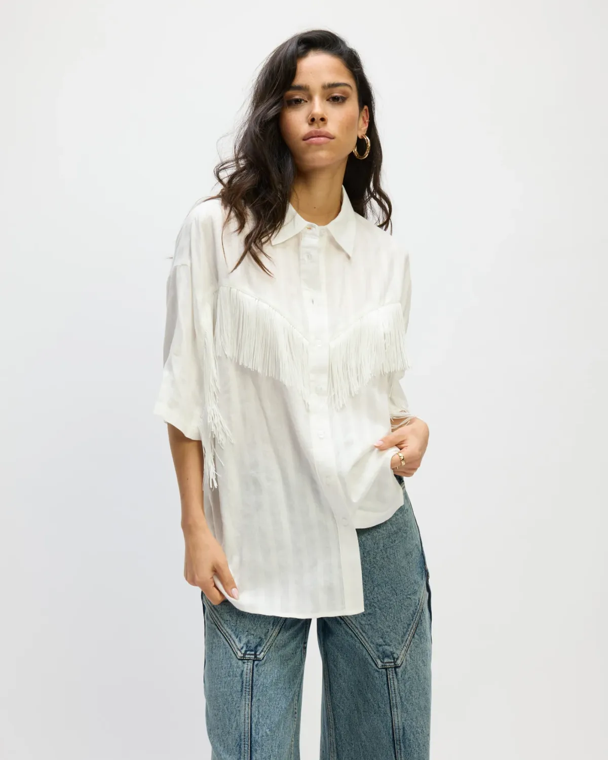 Refined Department ladies woven blouse with frills FARAH