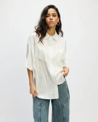 Refined Department ladies woven blouse with frills FARAH