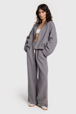 Alix ladies woven crinkle wide leg pants 2504104157