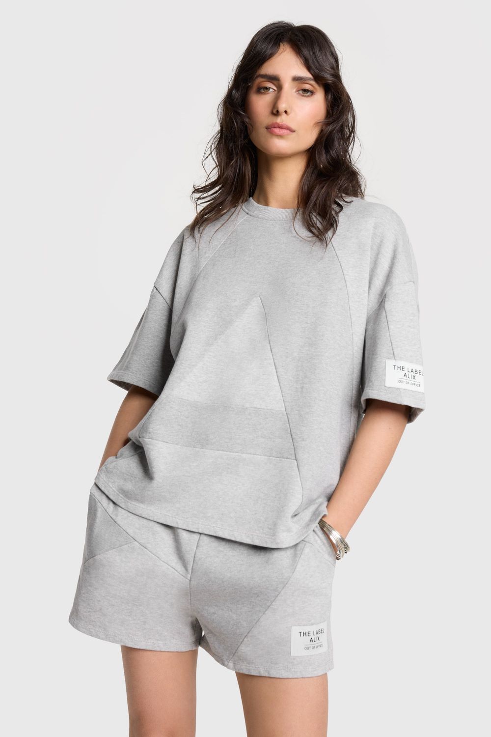 Alix ladies knitted melange sweat t-shirt 2504823261