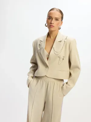 ladies woven cropped blazer NIV