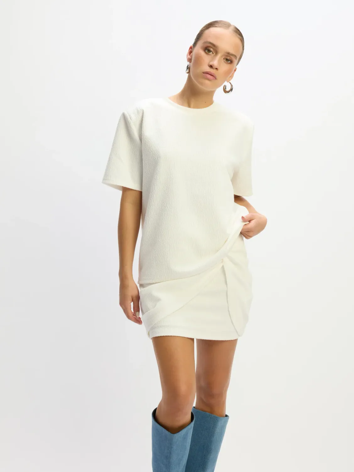 ladies knitted oversized boulcle t-shirt MEXIE