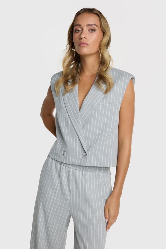 ladies woven pinstripe waistcoat