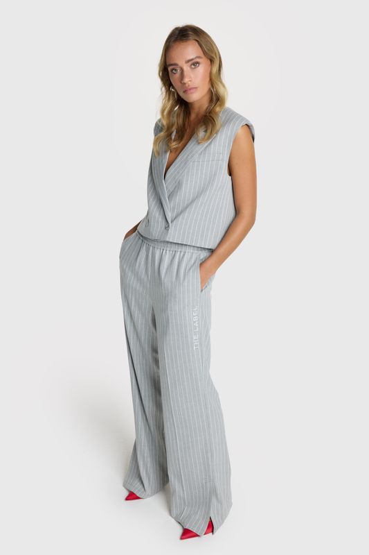 ladies woven pinstripe pants