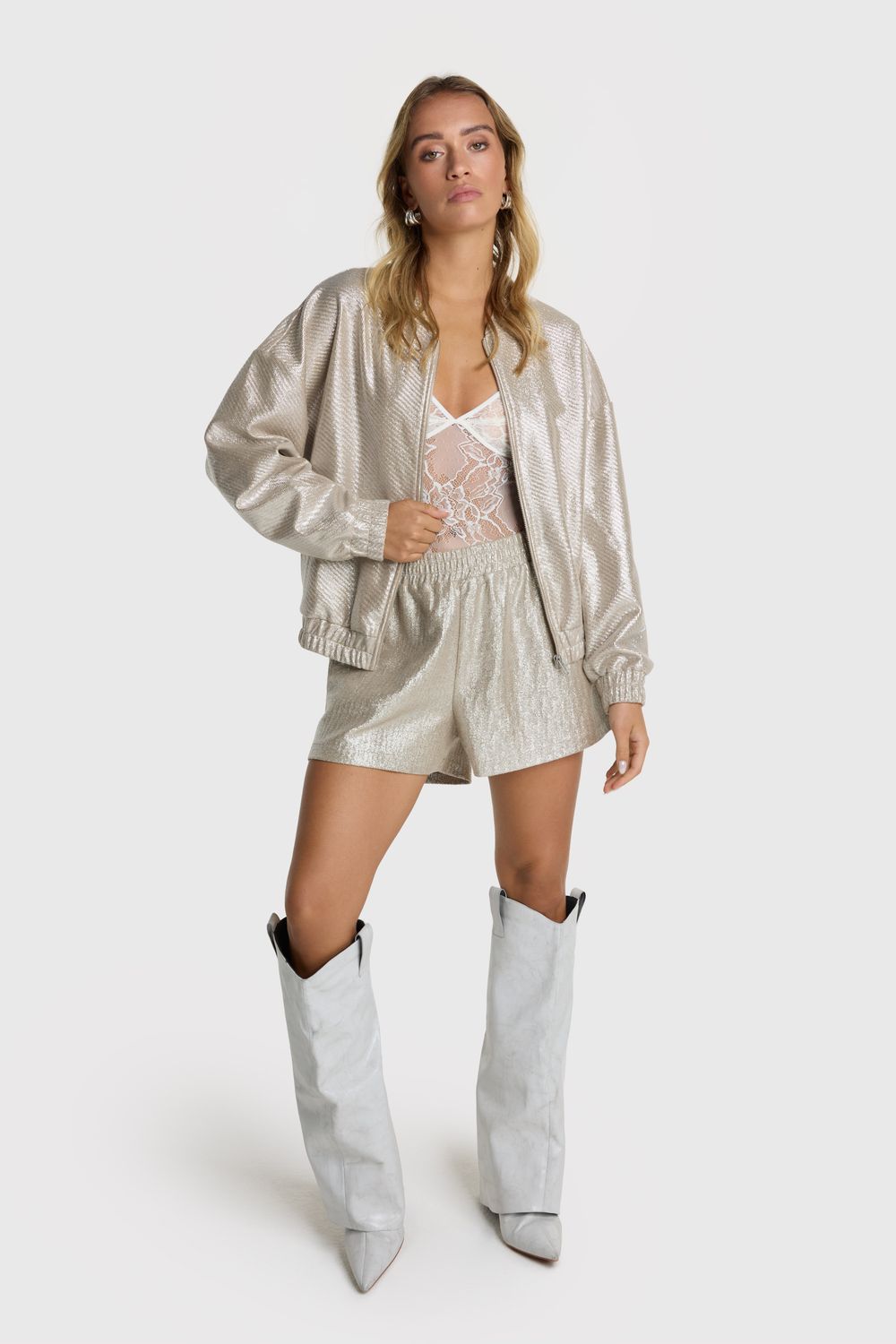 ladies woven foil jacket