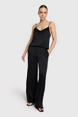ladies woven satin beaded pants