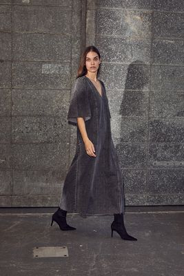 Denim Raw Hem Dress Black