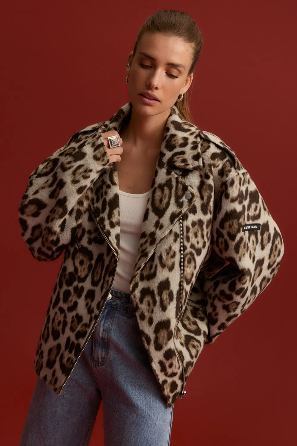 ladies woven jaguar biker jacket