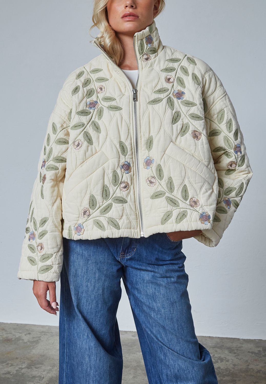 love1378 padded jacket nature flower