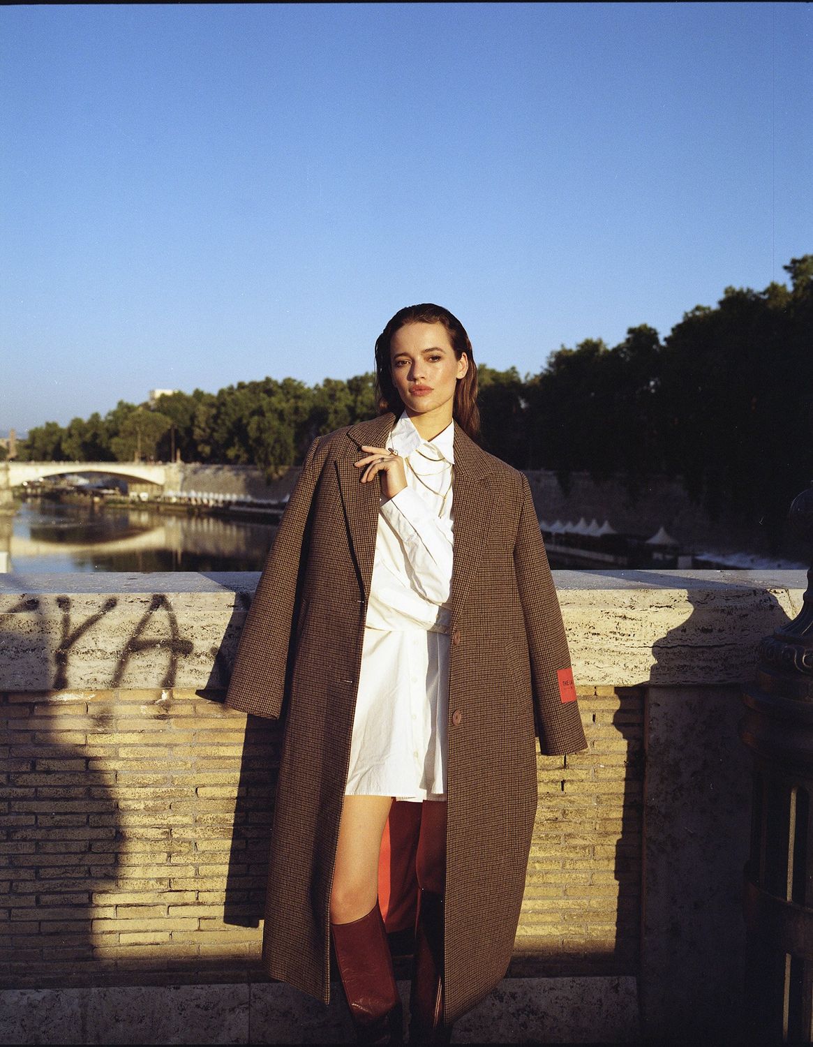 ladies woven checked coat