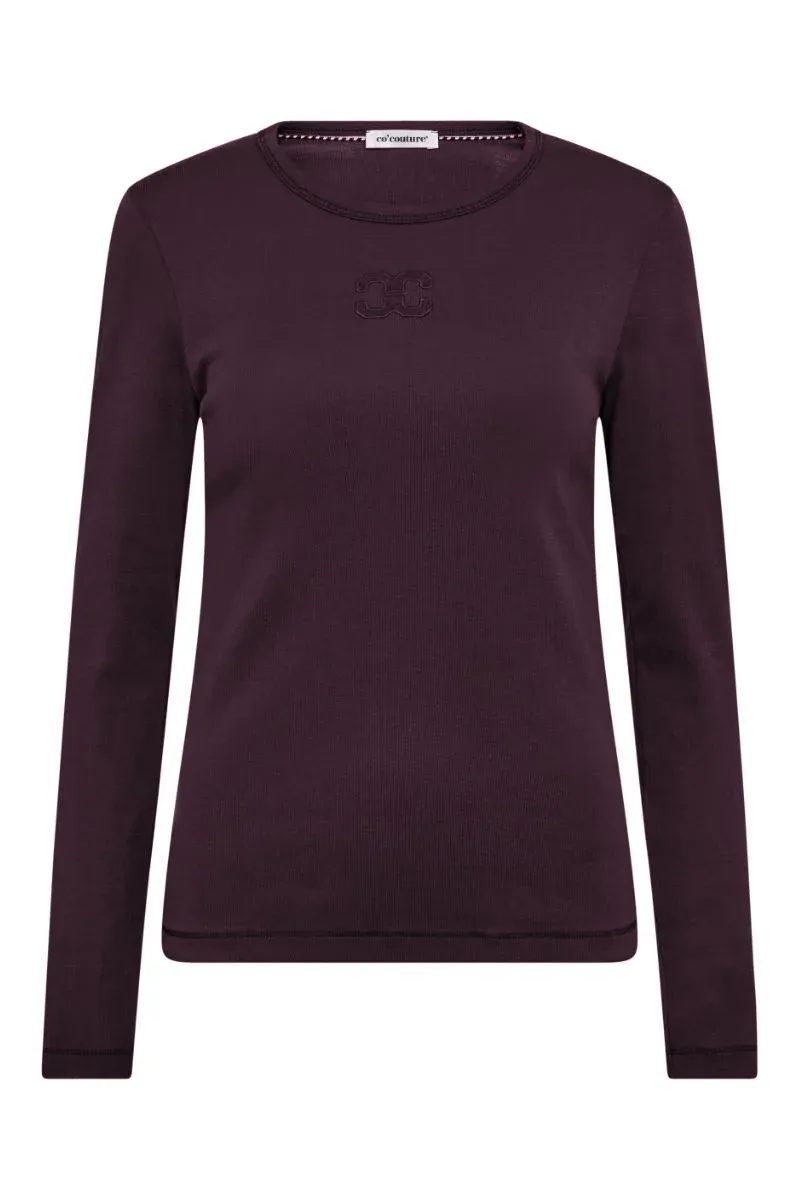 CO’COUTURE GrannyCC Embroidery LS Tee PLUM