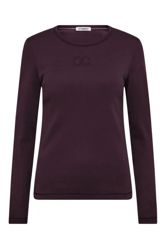 CO’COUTURE GrannyCC Embroidery LS Tee PLUM