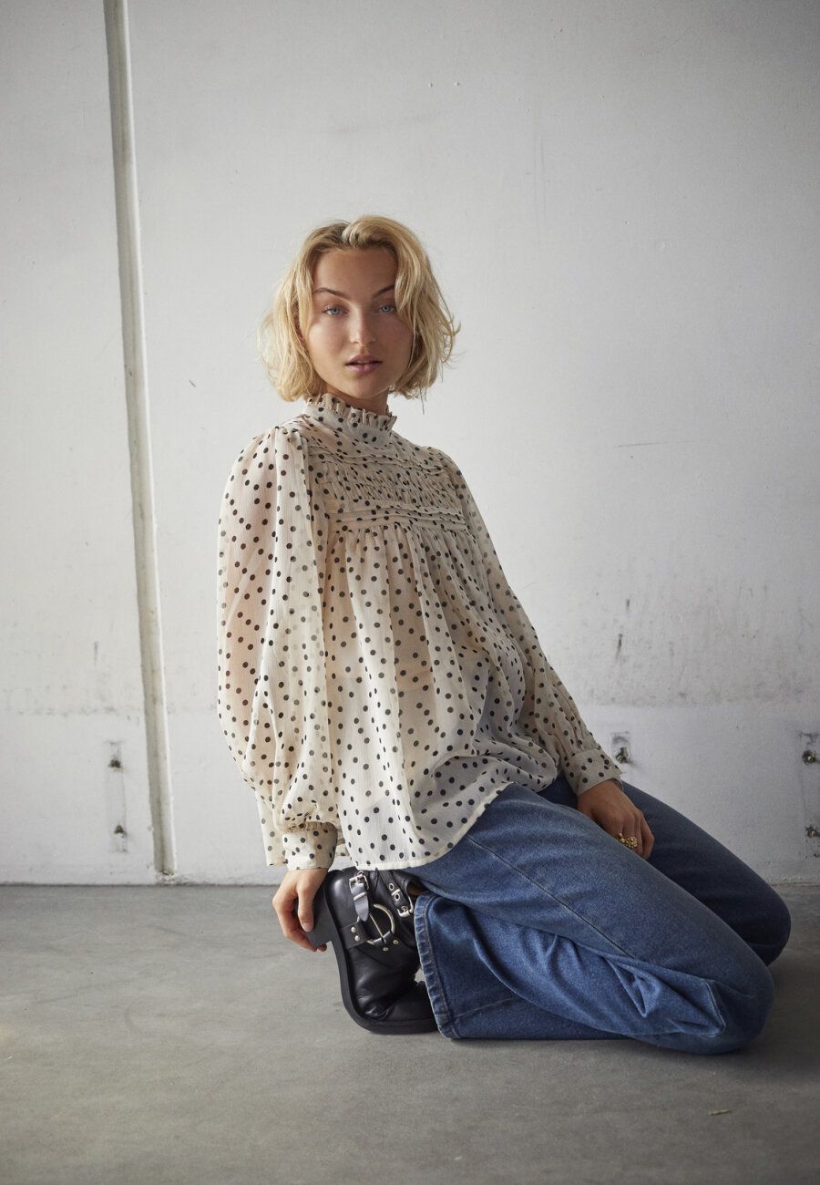 SISTERSPOINT USSA-LS BLOUSE CREAM/BLACK