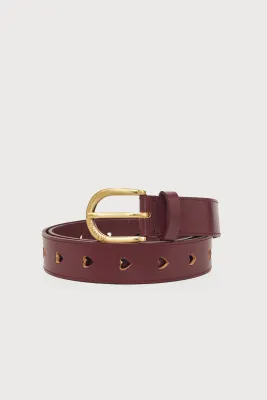 FABIENNE CHAPOT Cut It Out Heart Belt Deep Burgundy