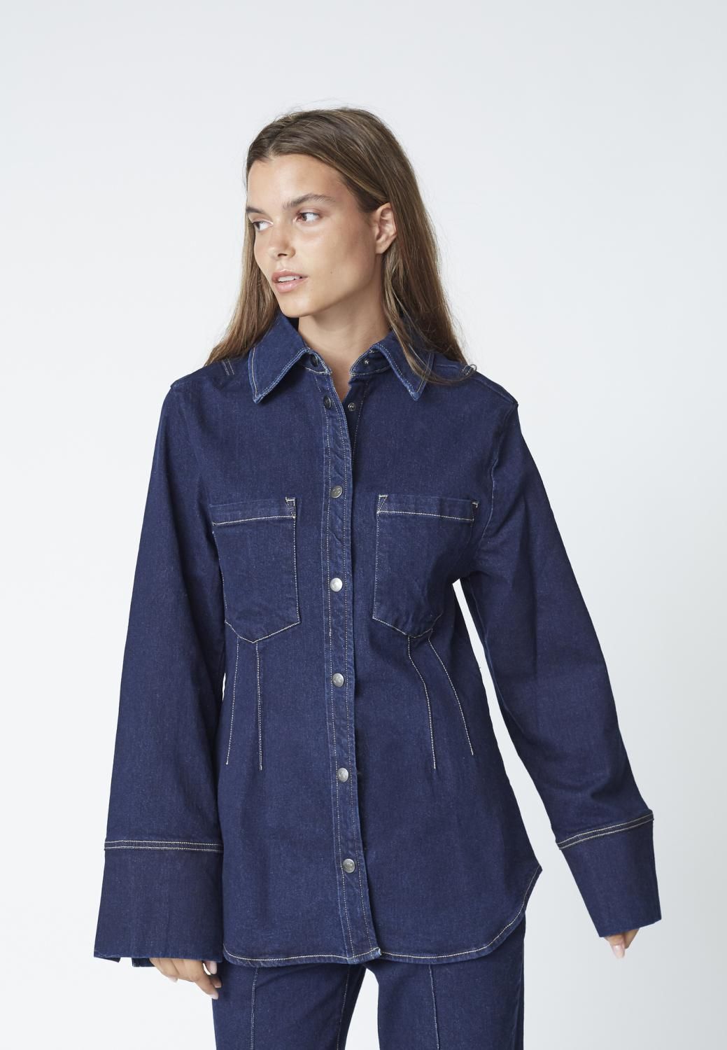 CO’COUTURE TheoCC Fitted Denim Shirt
