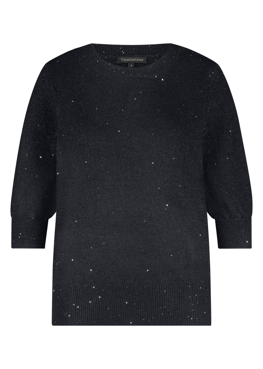 TRAMONTANA Short-Sleeve Sequin Jumper Black