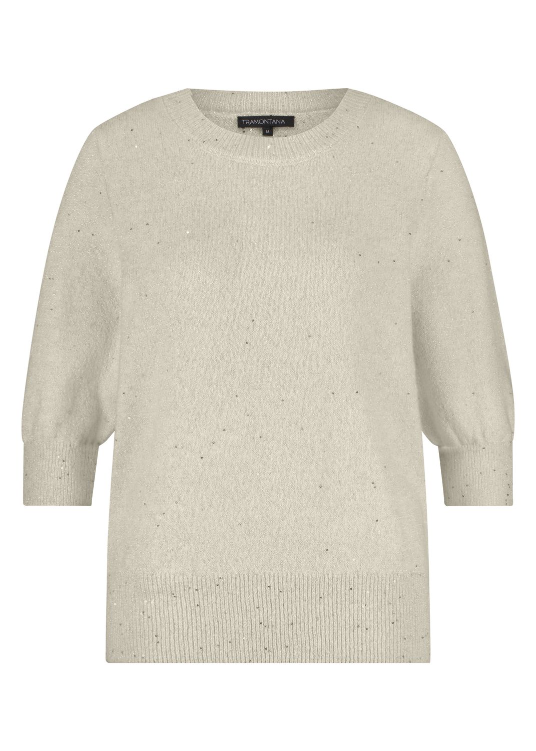 TRAMONTANA Short-Sleeve Sequin Jumper Stone
