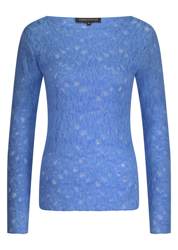 TRAMONTANA Brushed Stretch Lace Top Cornflower