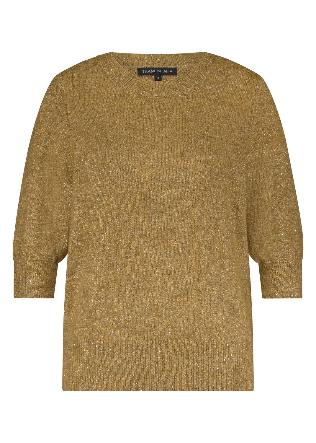 TRAMONTANA Short-Sleeve Sequin Jumper Camel