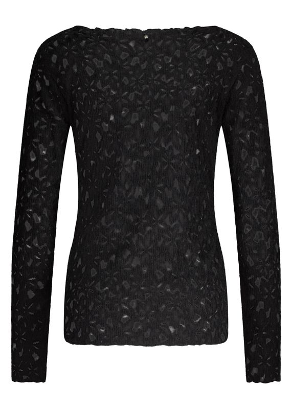 TRAMONTANA Brushed Stretch Lace Top Black