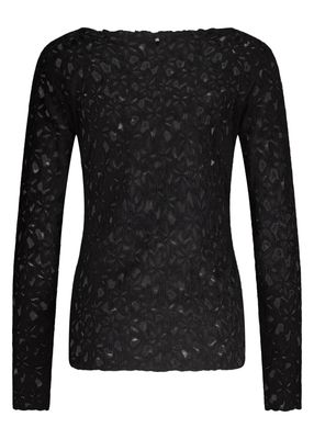 TRAMONTANA Brushed Stretch Lace Top Black