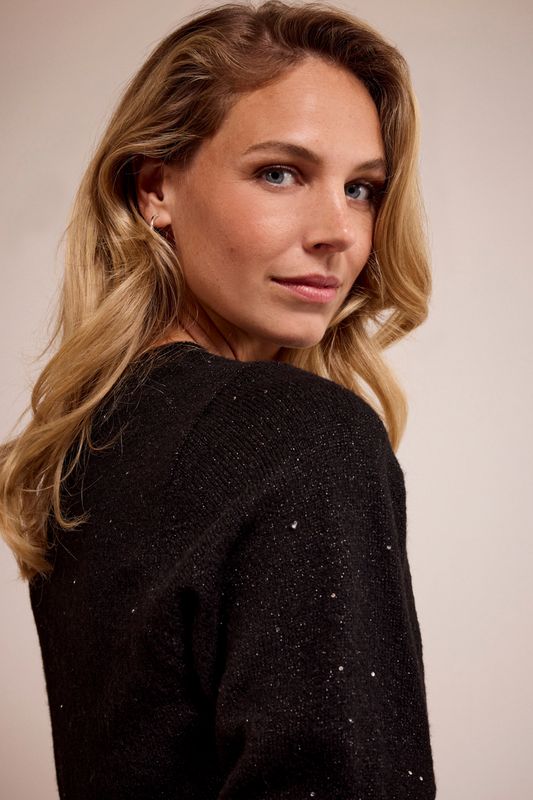 TRAMONTANA Short-Sleeve Sequin Jumper Black