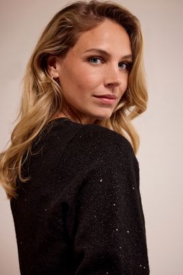 TRAMONTANA Short-Sleeve Sequin Jumper Black
