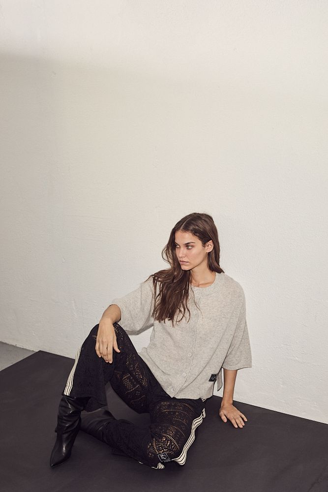 HAUTE L’AMITIÉ Cash SS Cardigan Pearl Melange