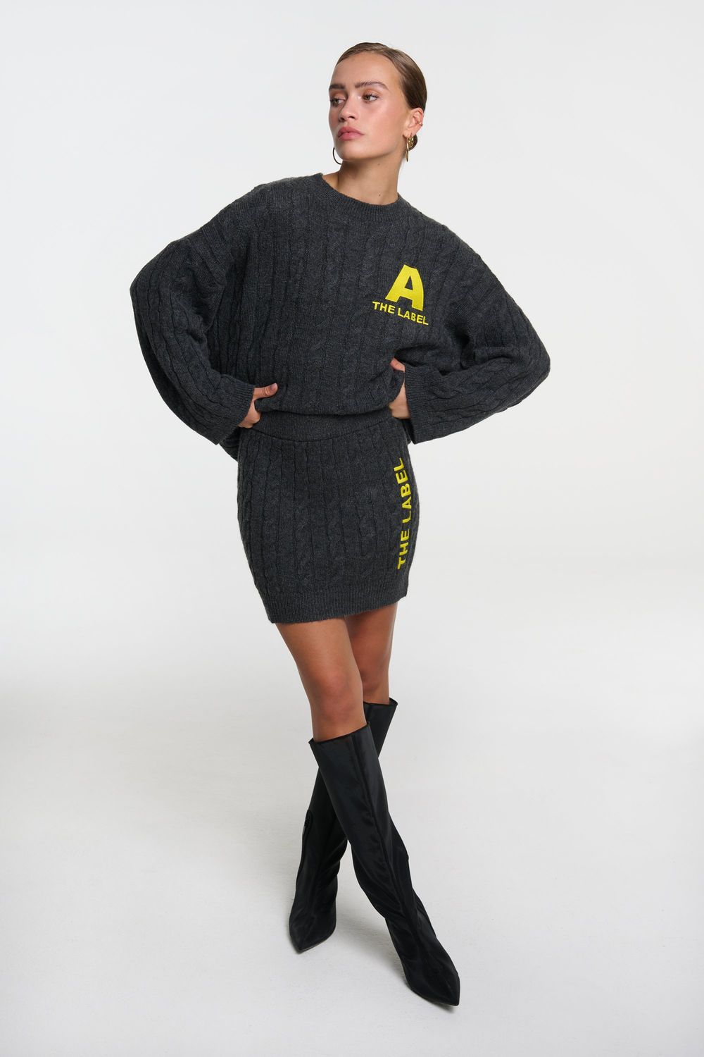 ALIX THE LABEL ladies knitted cable skirt