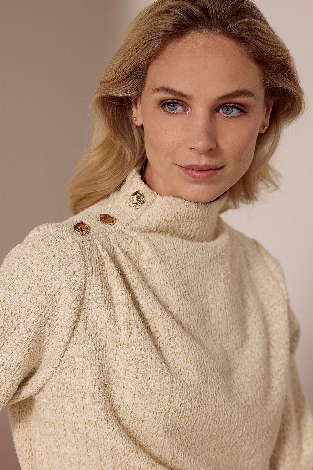 TRAMONTANA Lurex Bouclé Jumper Button Details