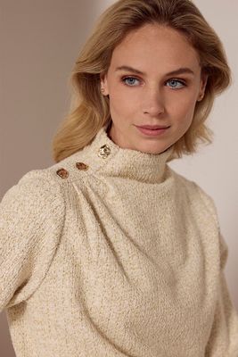TRAMONTANA Lurex Bouclé Jumper Button Details