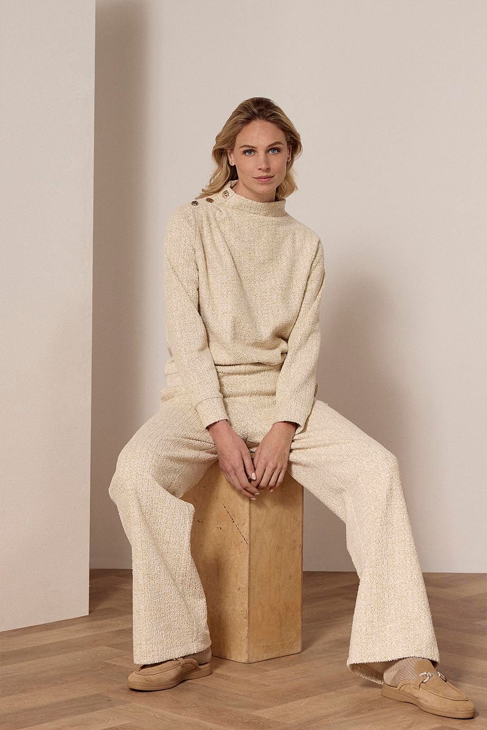 TRAMONTANA Lurex Bouclé Wide-Leg Trousers