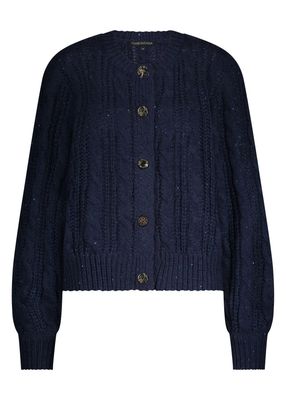 TRAMONTANA Cable Knit Lurex Cardigan MIDNIGHT