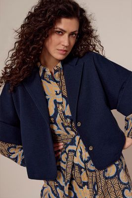 TRAMONTANA Short-Sleeve Jacket Paspel Collar