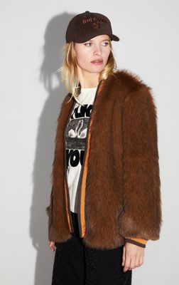 IMPREVU Nova Chocolate Faux Fur Jacket