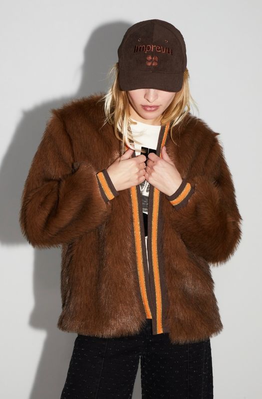 IMPREVU Nova Chocolate Faux Fur Jacket