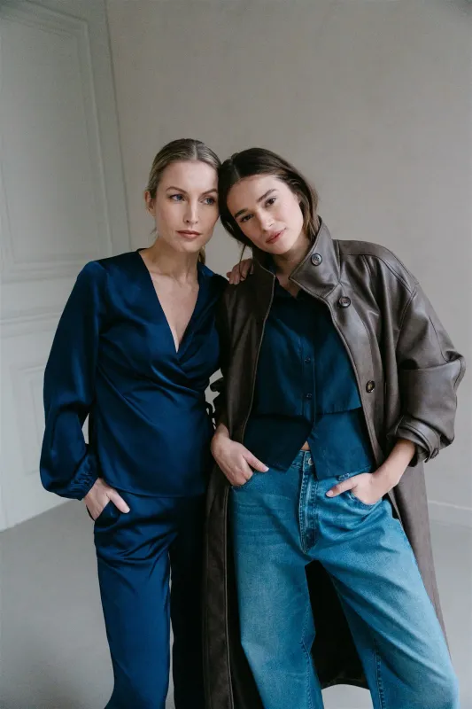 AIMÉE THE LABEL LeahA5 longsleeve blouse blauw