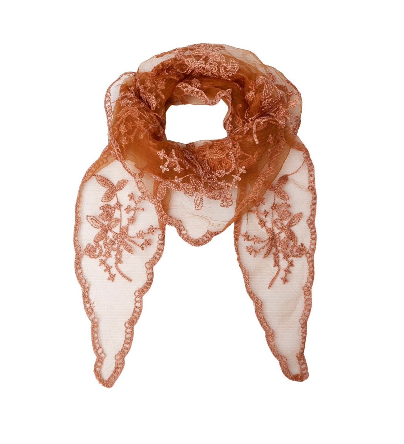 BLACK COLOUR BCMIRIANA triangle lace scarf tobacco