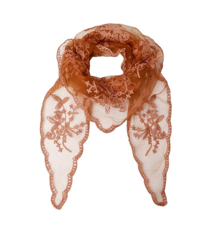 BLACK COLOUR BCMIRIANA triangle lace scarf tobacco