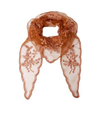 BLACK COLOUR BCMIRIANA triangle lace scarf tobacco